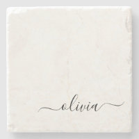 Zwart wit modern script meisjesmonogram naam