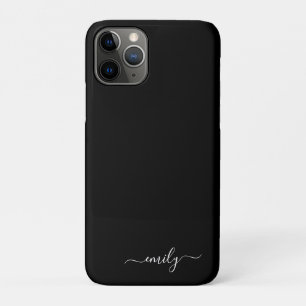Zwart-wit Modern Script Monogram Naam iPhone 11 Pro Hoesje