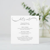Zwart-wit Modern Script Wedding Menu (Staand voorkant)