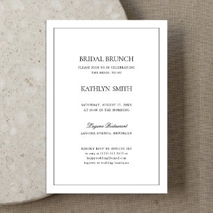 Zwart-wit Modern Simple Border Bridal Brunch Kaart