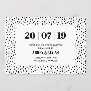 Zwart & Wit Modern Spot Wedding Save the Date