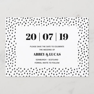 Zwart & Wit Modern Spot Wedding Save the Date