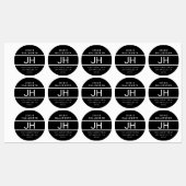 Zwart-wit modern zwart monogram waterdicht labels (Vel)