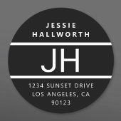 Zwart-wit modern zwart monogram waterdicht labels