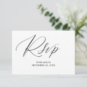 Zwart & Wit Moderne 2-3 Kalligrafie Maaltijd RSVP (Staand voorkant)