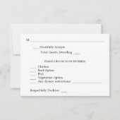 Zwart & Wit Moderne 2-3 Kalligrafie Maaltijd RSVP (Achterkant)