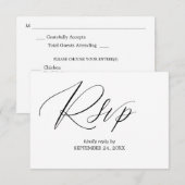 Zwart & Wit Moderne 2-3 Kalligrafie Maaltijd RSVP (Voorkant / Achterkant)