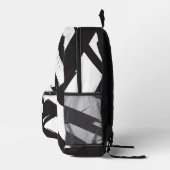 Zwart & Wit Moderne Abstracte Kunst Lijn Custom Na Bedrukte Rugzak (Rechts)