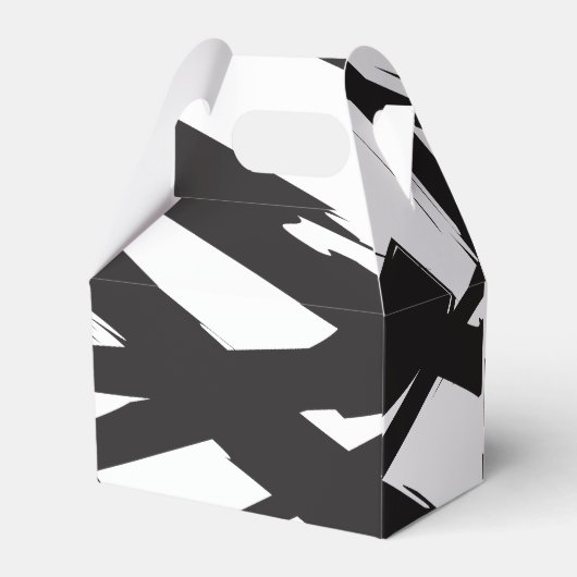 Zwart-wit moderne Abstracte kunstlijn decoratief Bedankdoosjes (Achterkant)