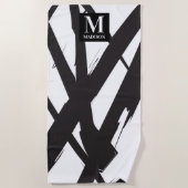 Zwart-wit moderne Abstracte kunstlijn decoratief Strandlaken (Voorkant)