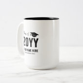 Zwart & Wit | Moderne Afstuderen Cadeauverpakking Tweekleurige Koffiemok (Voorkant links)