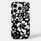 Zwart Wit Moderne Bloembladeren Blowing Print Case-Mate iPhone Case (Achterkant)