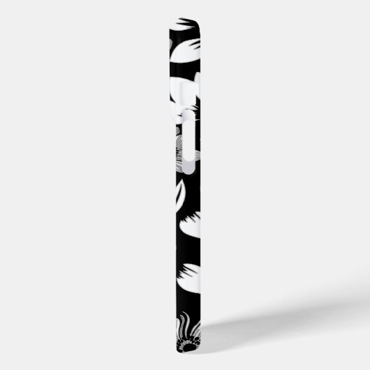 Zwart Wit Moderne Bloembladeren Blowing Print Case-Mate iPhone Case (Achterkant / Links)
