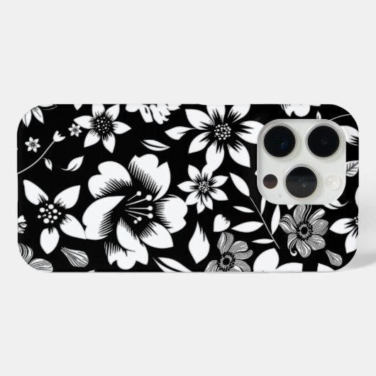 Zwart Wit Moderne Bloembladeren Blowing Print Case-Mate iPhone Case (Achterkant (horizontaal))