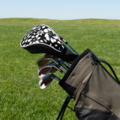 Zwart Wit Moderne Bloembladeren Blowing Print Golfheadcover (Insitu)