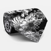 Zwart-wit moderne bloemenprint stropdas (Opgerold)