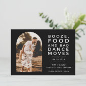 Zwart Wit Moderne Boog Foto Bruiloft Save The Date (Staand voorkant)