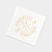 Zwart Wit Moderne Bruiloft Badge Namen en Datum Folie Servetten (Links)