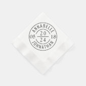 Zwart Wit Moderne Bruiloft Badge Namen en Datum Servet (Hoek)