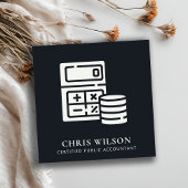 ZWART WIT MODERNE CALCULATOR MUNT ICON ACCOUNTING VIERKANTE VISITEKAARTJE