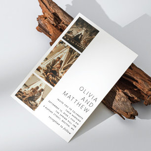 Zwart-wit moderne eenvoudige multi foto bruiloft kaart