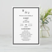 Zwart-wit moderne elegantie Border Wedding Programma (Staand voorkant)