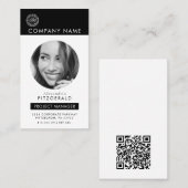 Zwart Wit | Moderne foto Zwart Wit QR Code Visitekaartje (Voorkant / Achterkant)