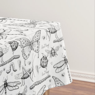 Zwart Wit Moderne Insecten Illustratie Liefde Bug Tafelkleed