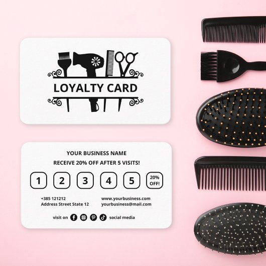 Zwart-wit moderne kapper loyaliteit Kaart