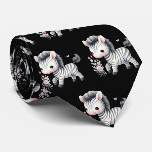 Zwart-wit moderne Kawaii cute zebra's Stropdas