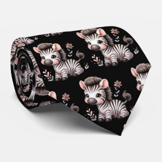 Zwart-wit moderne kawaii cute zebra's stropdas