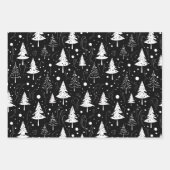 Zwart-wit moderne kerst inpakpapier vel (Voorkant)