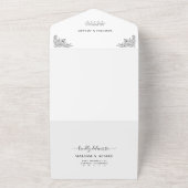 Zwart & Wit Moderne Minimale Bloemen Islamitische All In One Uitnodiging (Buitenkant)