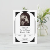 Zwart-wit moderne minimale foto bruiloft kaart (Staand voorkant)