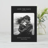 Zwart-wit moderne minimale foto bruiloft save the date (Staand voorkant)