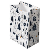 Zwart-wit Moderne Minimale Kerstvakantie Medium Cadeauzakje (Voorkant Gekanteld)