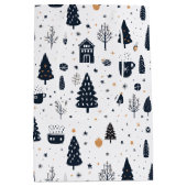 Zwart-wit Moderne Minimale Kerstvakantie Medium Cadeauzakje (Voorkant)