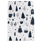 Zwart-wit Moderne Minimale Kerstvakantie Medium Cadeauzakje (Achterkant)