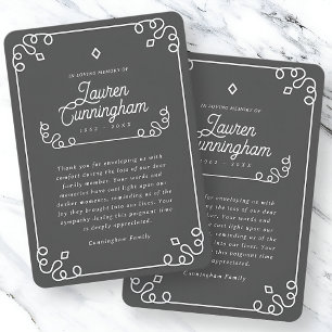 Zwart-wit Moderne Minimalistische Eenvoudige Begra Bedankkaart