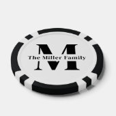 Zwart-wit Moderne Monogram Familie Poker Chips (Enkel)