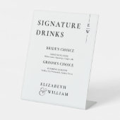 Zwart-wit Moderne Monogram Handtekening Drinken Reclamebord Met Voetstuk (Voorkant)