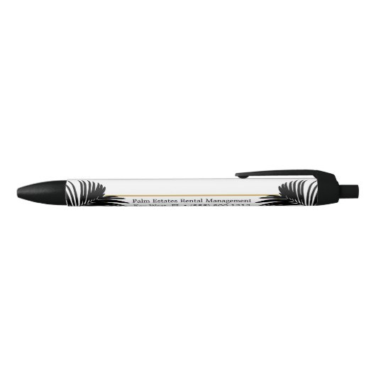 Zwart-wit Moderne Palm Leaf Small Business Zwarte Inkt Pen (Bovenkant)