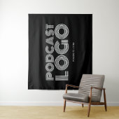 Zwart-wit Moderne Podcast Logo Wandkleed (In situ)