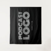 Zwart-wit Moderne Podcast Logo Wandkleed (Voorkant)