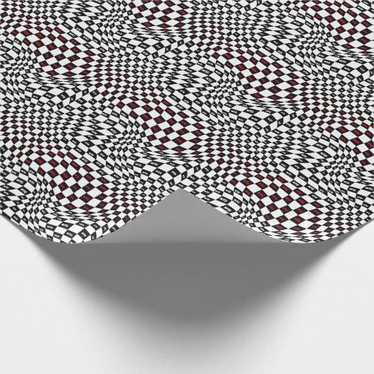 Zwart-wit Moderne Retro Vervormd Geruite Cadeaupapier (Hoek)