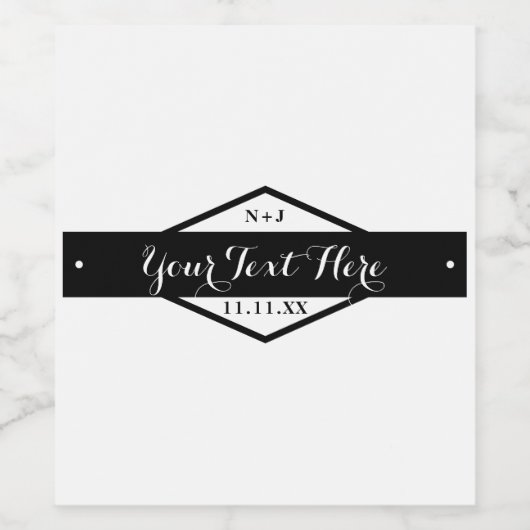 Zwart & Wit Moderne Rustieke Bruiloft Wijn Labels Wijn Etiket (Enkel label)