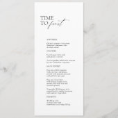 Zwart & Wit Moderne "Tijd om te Feesten" Bruiloft  Menu (Voorkant)