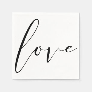 ZWART WIT MODERNE TYPOGRAFIE Huwelijkspartij LIEFD Servetten