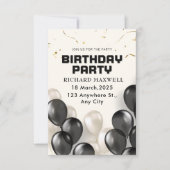 Zwart-wit Moderne Uitnodiging voor verjaardagsfees (Voorkant)