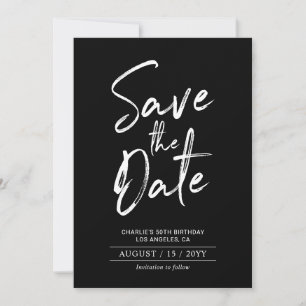 Zwart & Wit Moderne verjaardag Save the Date